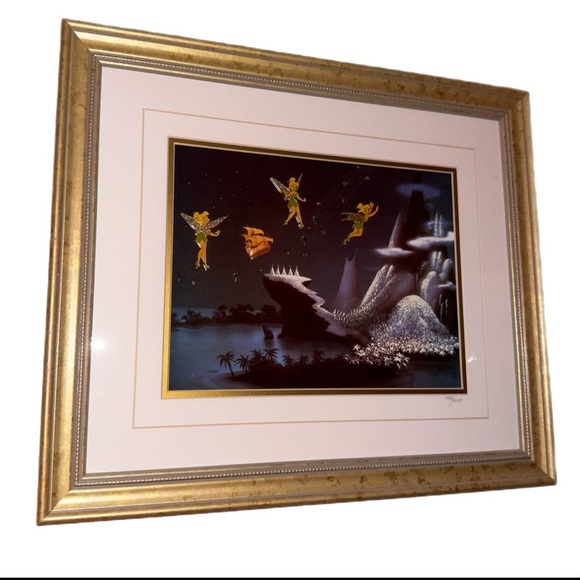 Disney Tinkerbell Framed Peter Pan Artwork Night Flight 1482/2500 LE Tink - Picture 1 of 13